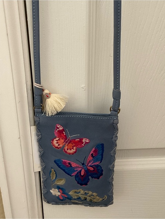 Johnny Was Handbags - Johnny Was NWT Leather Crossbody Phone Bag with Embroidered Butterflies
